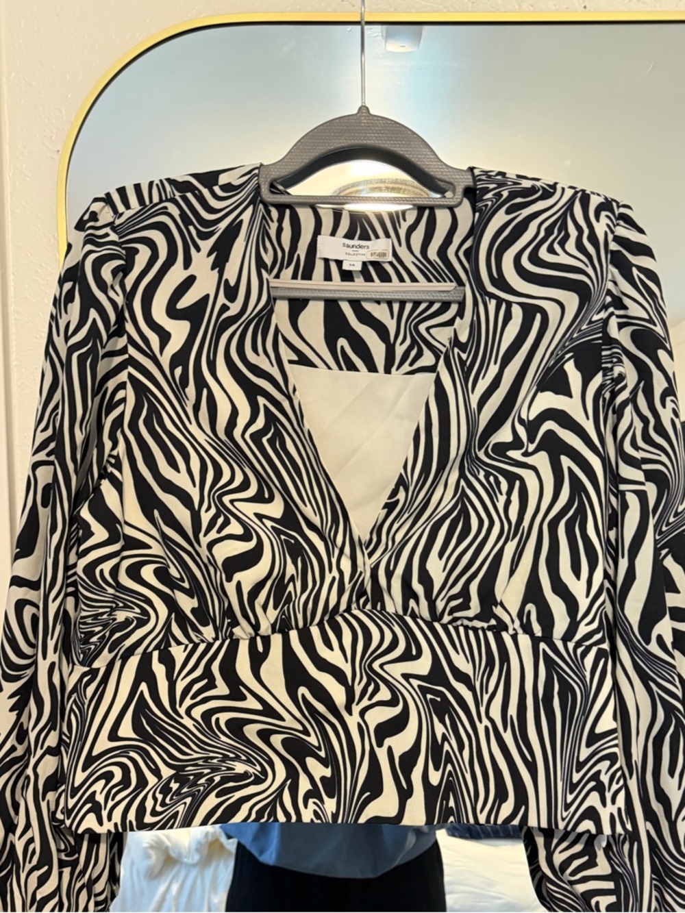 Sandrines Black & White Zebra Wrap Blouse